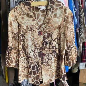 IC COLLECTION Brown Patterned Blouse